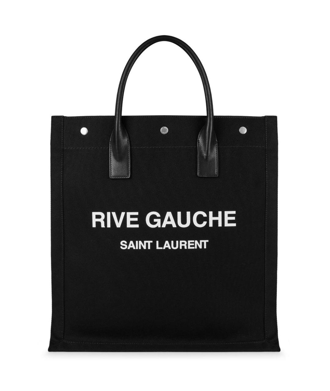 SAINT LAURENT Черная тканевая сумка тоут, фото 4