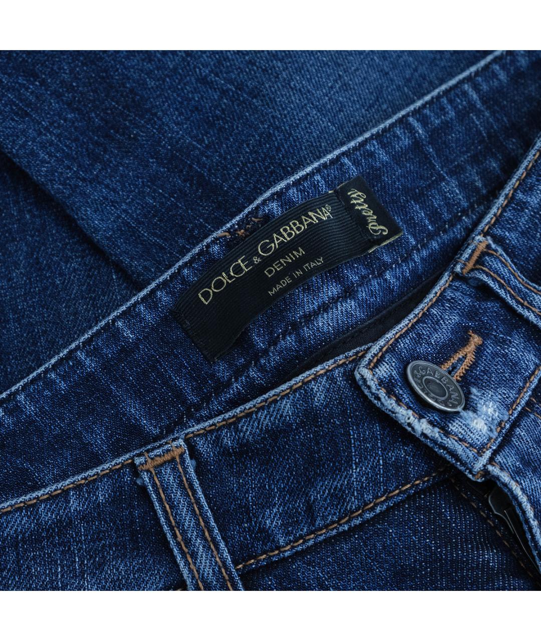DOLCE&GABBANA Синие хлопковые джинсы слим, фото 3