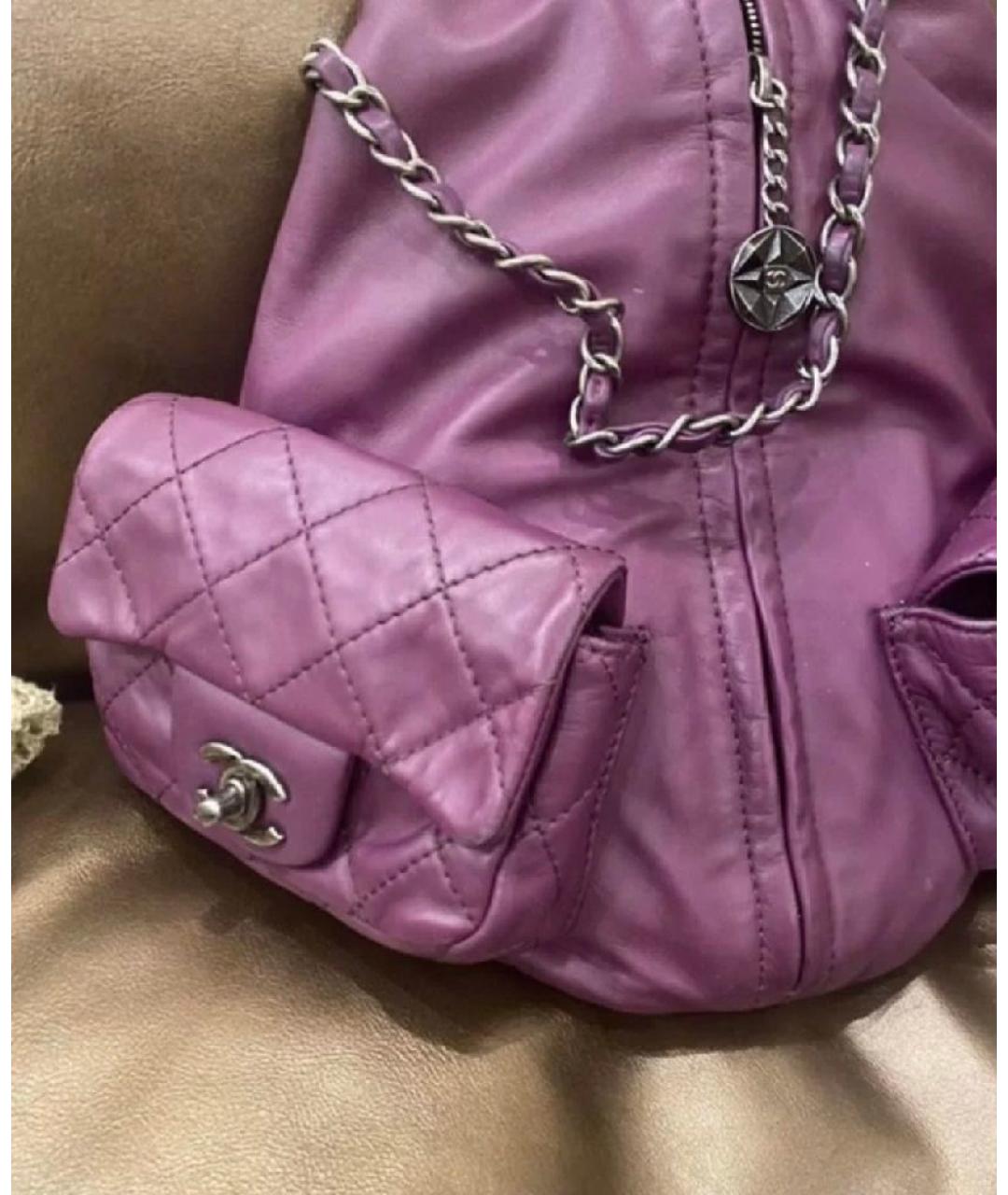 CHANEL Фиолетовый кожаный рюкзак, фото 2