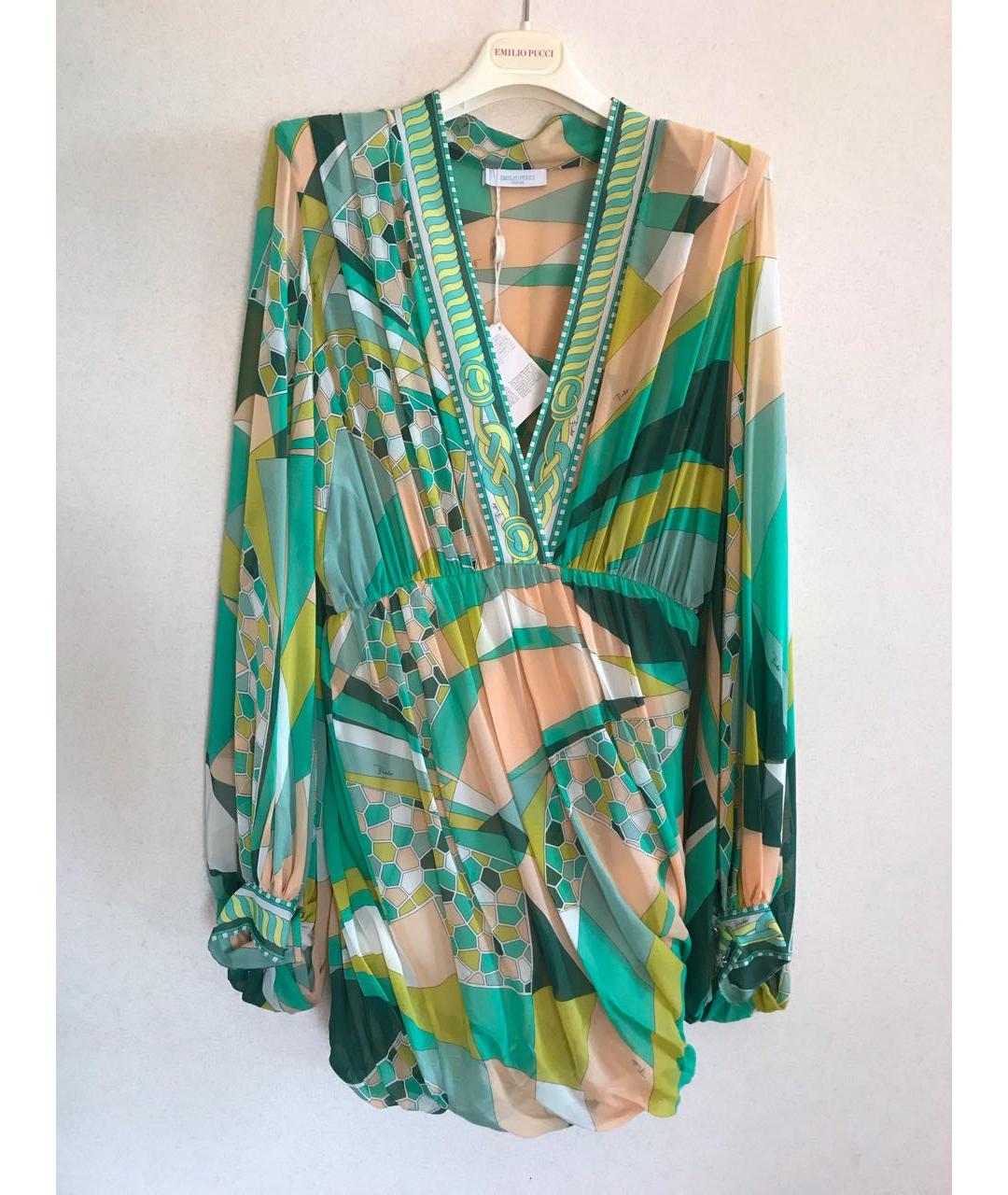 EMILIO PUCCI Мульти шелковое платье, фото 9