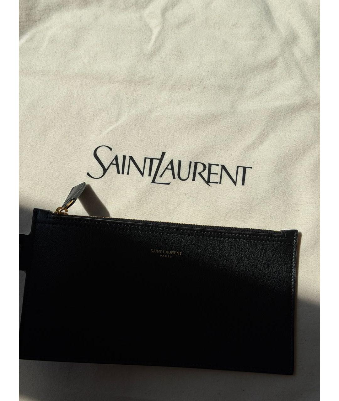 SAINT LAURENT Черная кожаная сумка тоут, фото 4