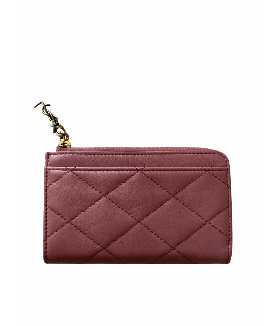 SAINT LAURENT Розовый кожаный кошелек, фото 1