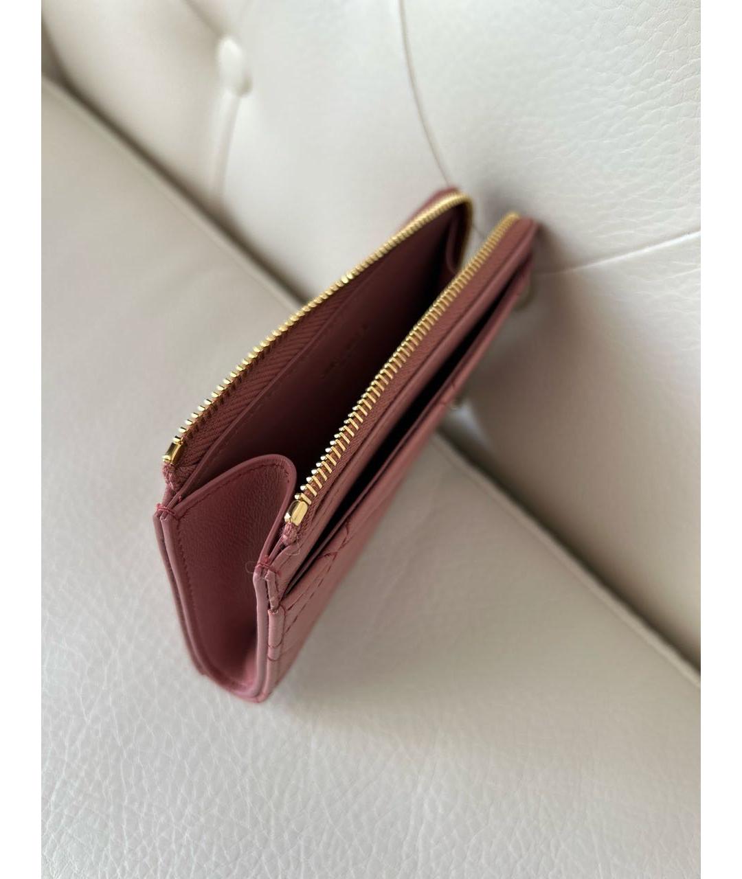 SAINT LAURENT Розовый кожаный кошелек, фото 4
