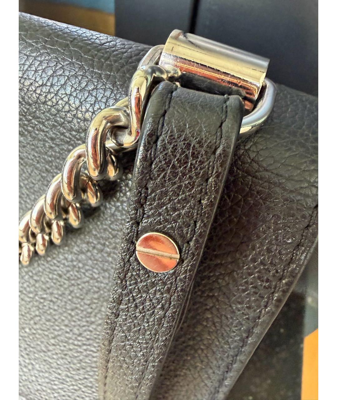 LOUIS VUITTON Черная кожаная сумка через плечо, фото 6