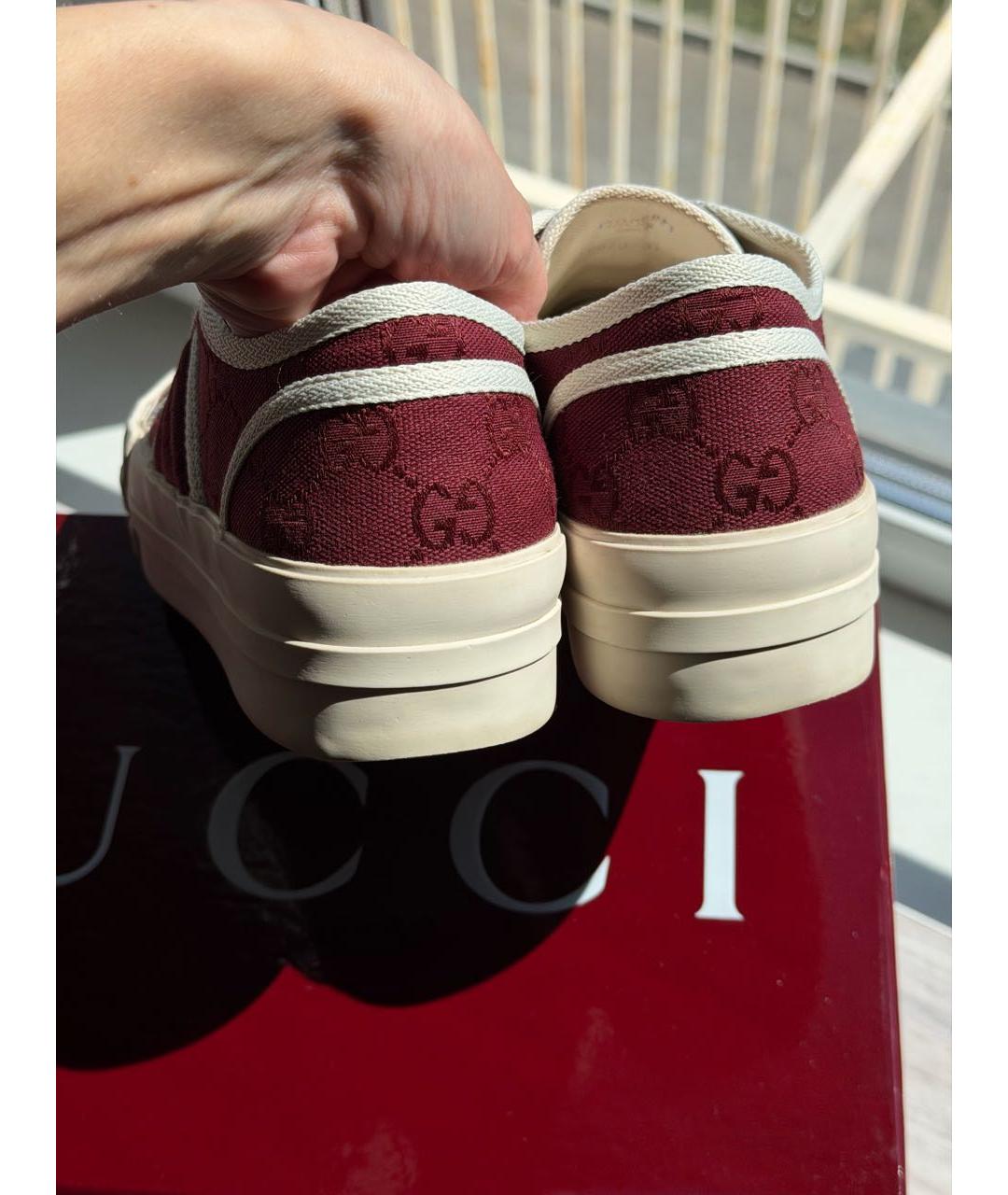 GUCCI Бордовые текстильные кеды, фото 4