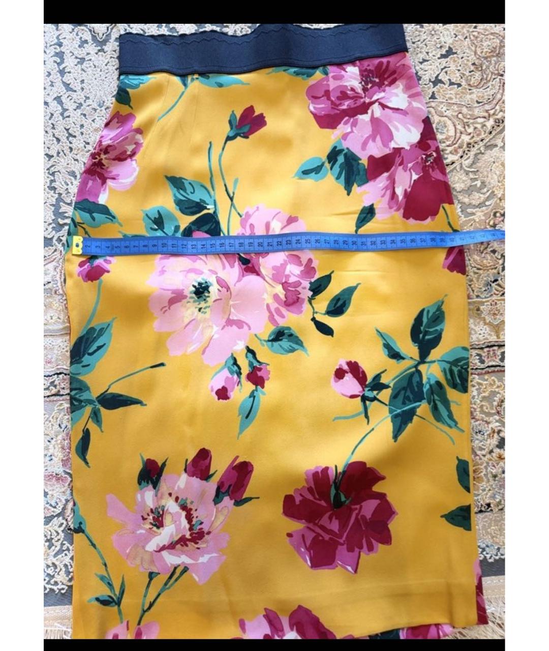 DOLCE&GABBANA Желтая шелковая юбка миди, фото 2