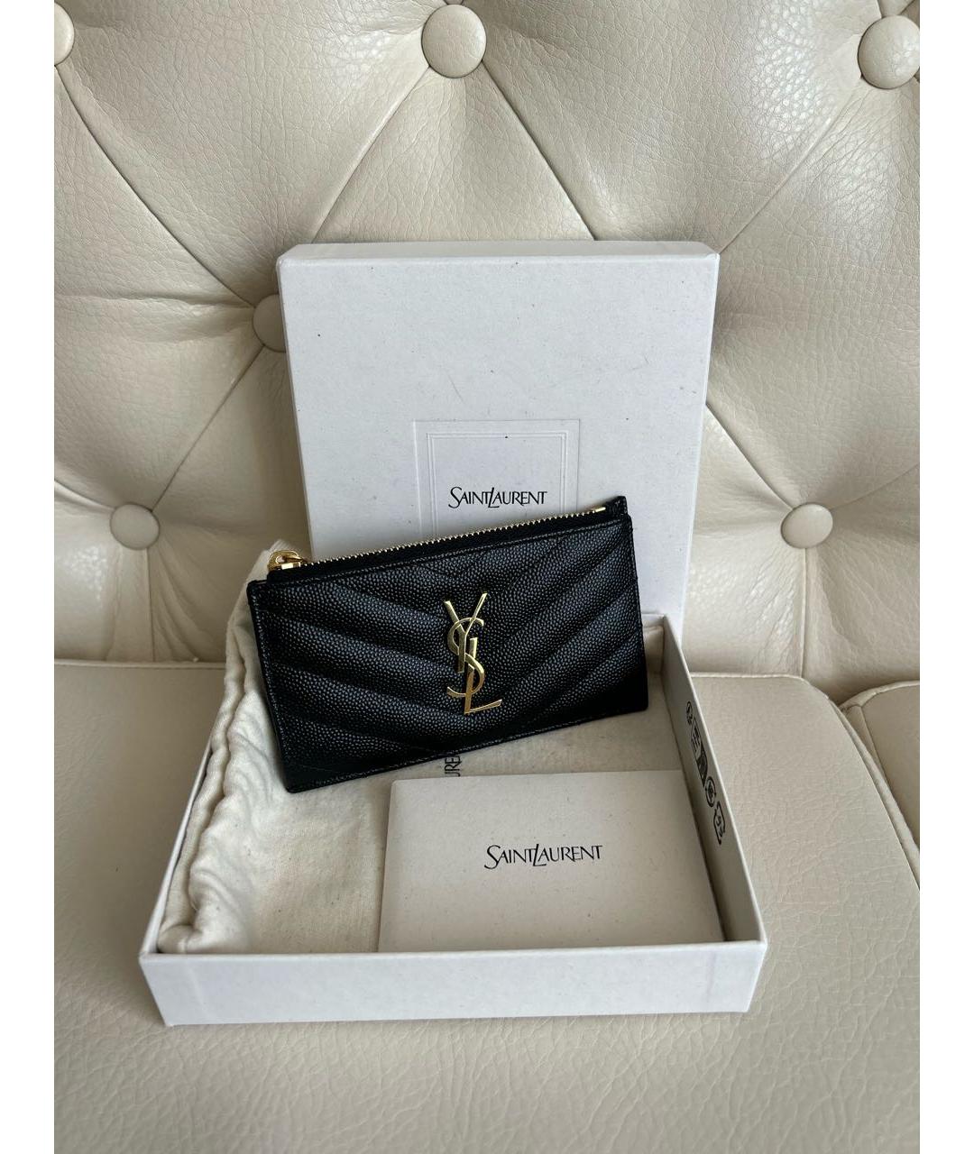 SAINT LAURENT Черный кожаный кардхолдер, фото 8