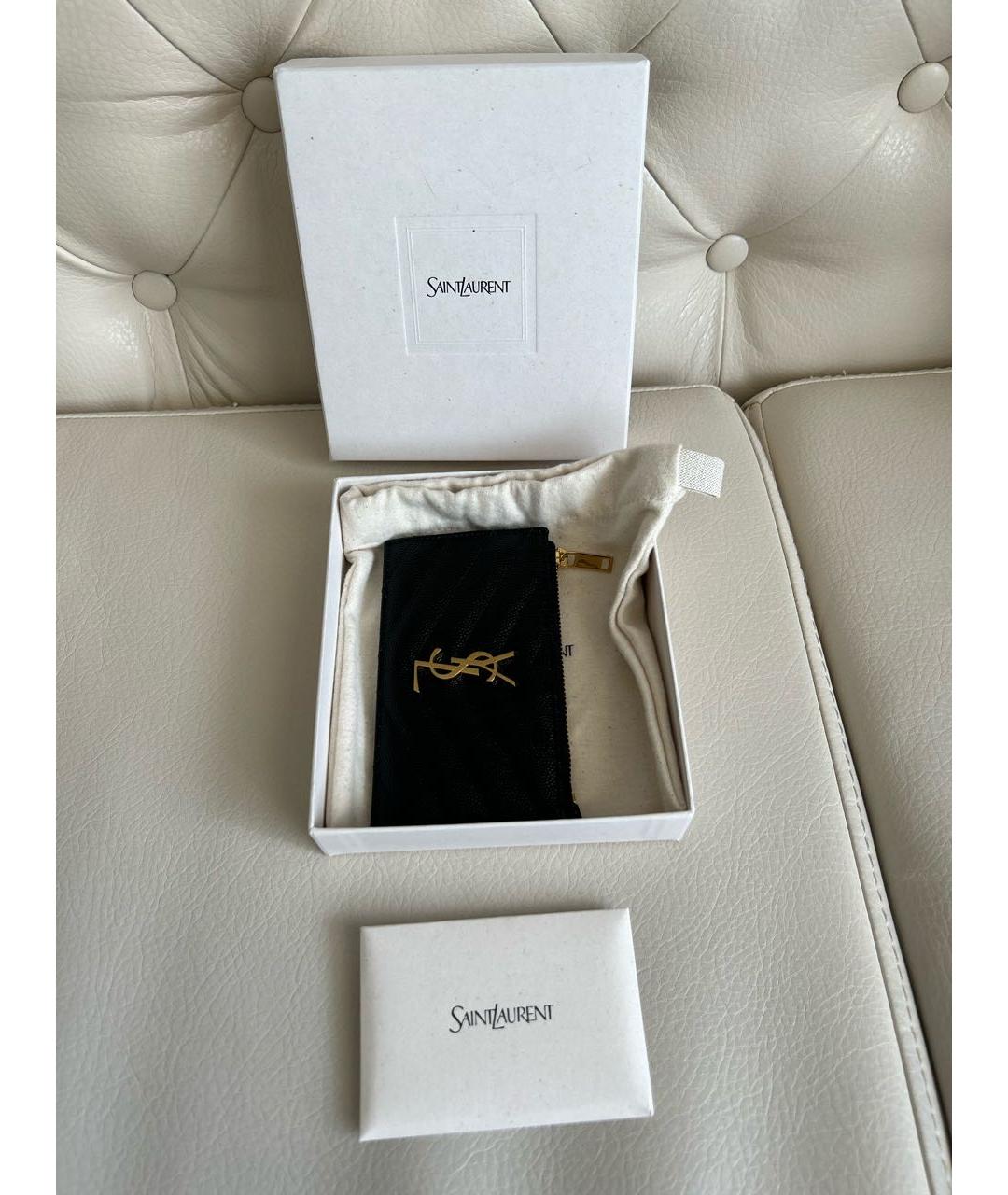 SAINT LAURENT Черный кожаный кардхолдер, фото 6