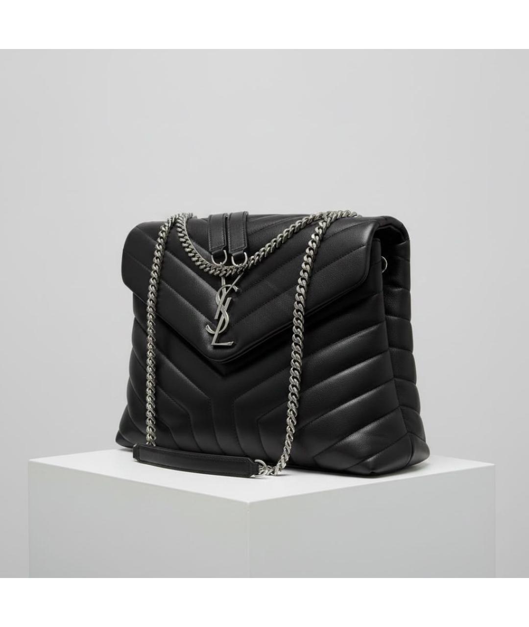 SAINT LAURENT Черная кожаная сумка через плечо, фото 2