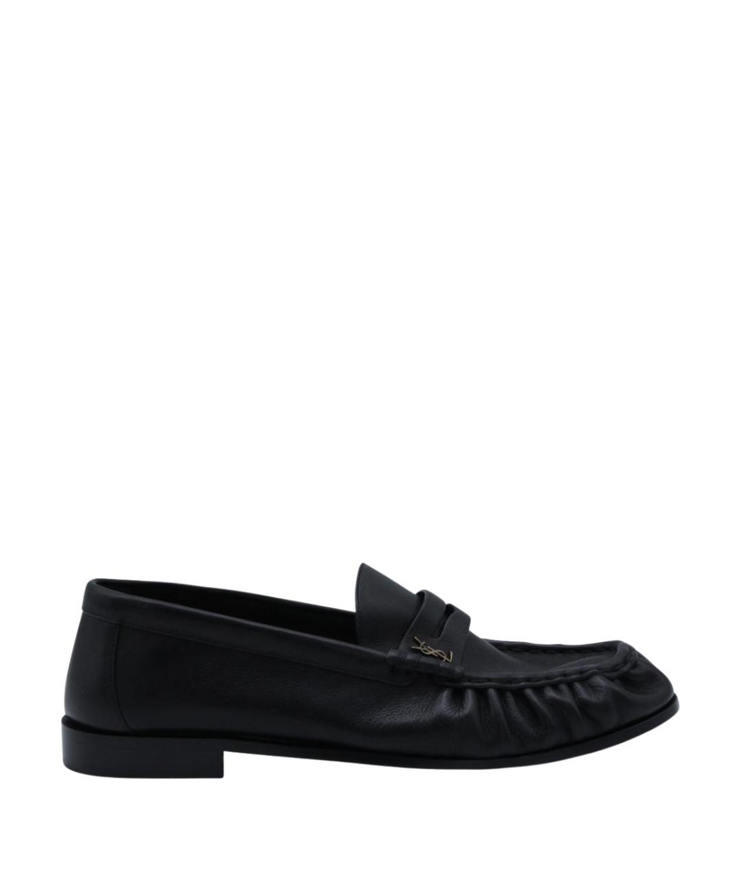 SAINT LAURENT Черные кожаные лоферы, фото 1