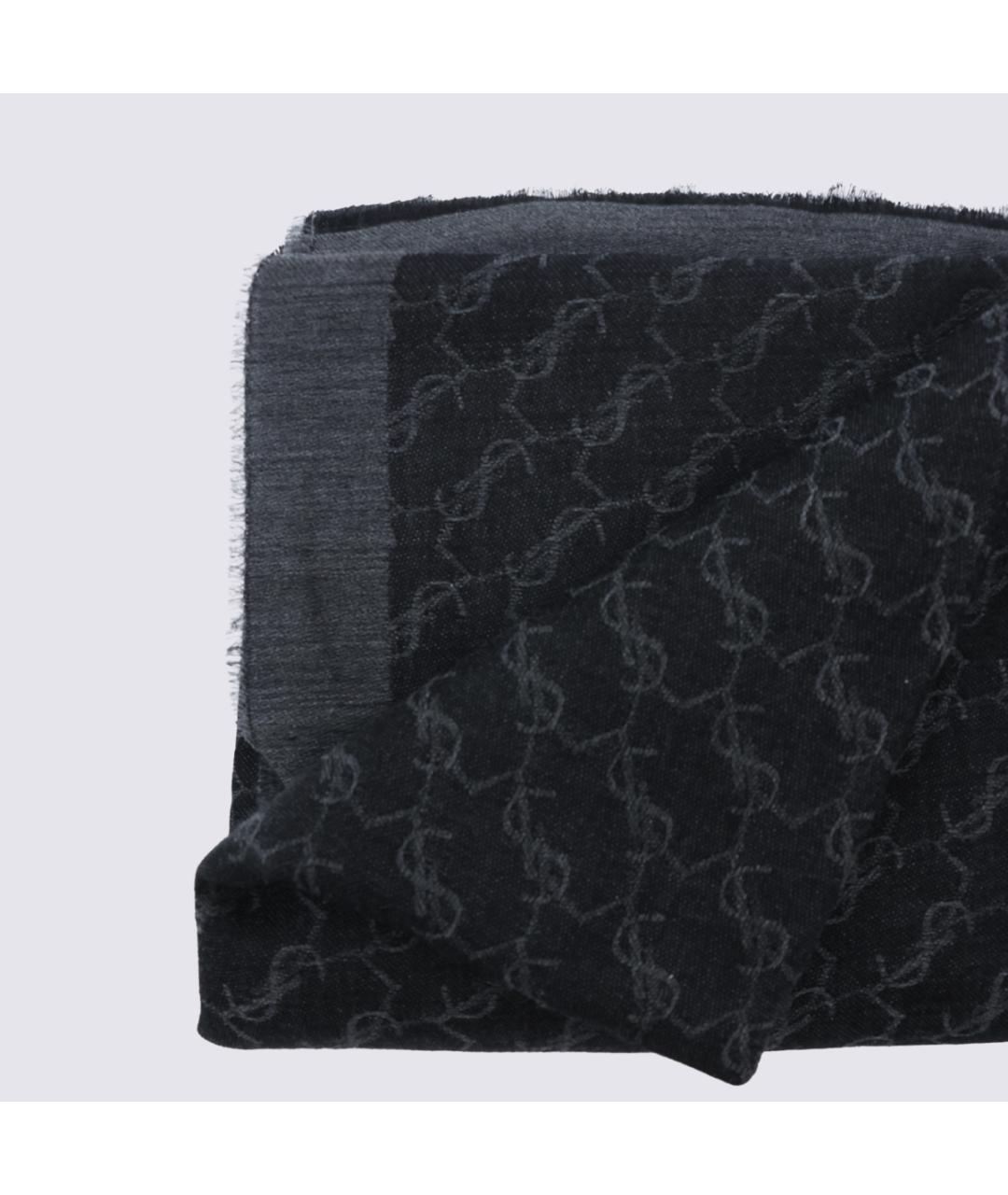 SAINT LAURENT Черный шарф, фото 2