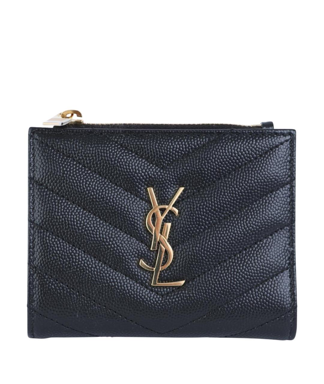 SAINT LAURENT Черный кожаный кошелек, фото 1