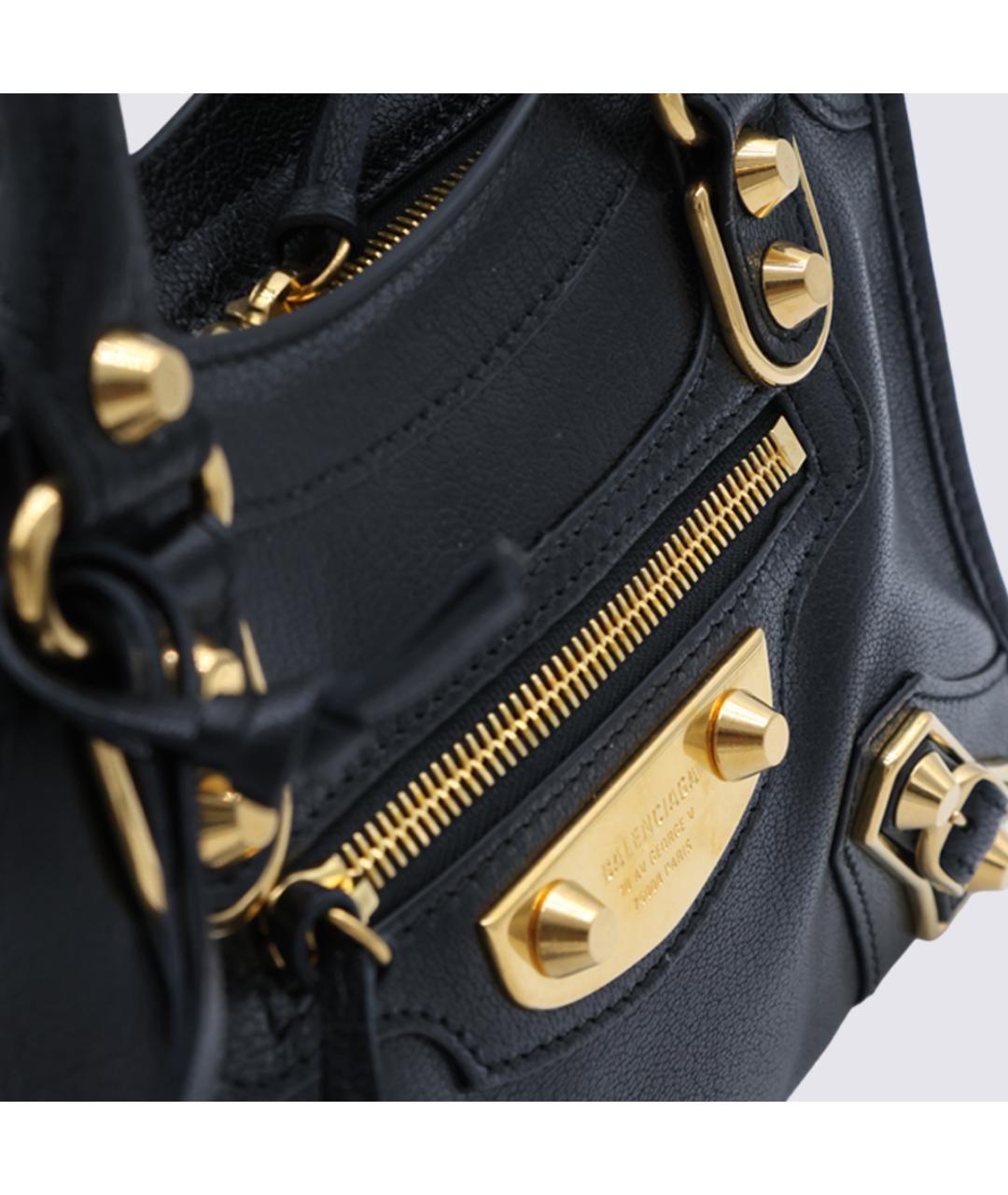 BALENCIAGA Черная кожаная сумка тоут, фото 4