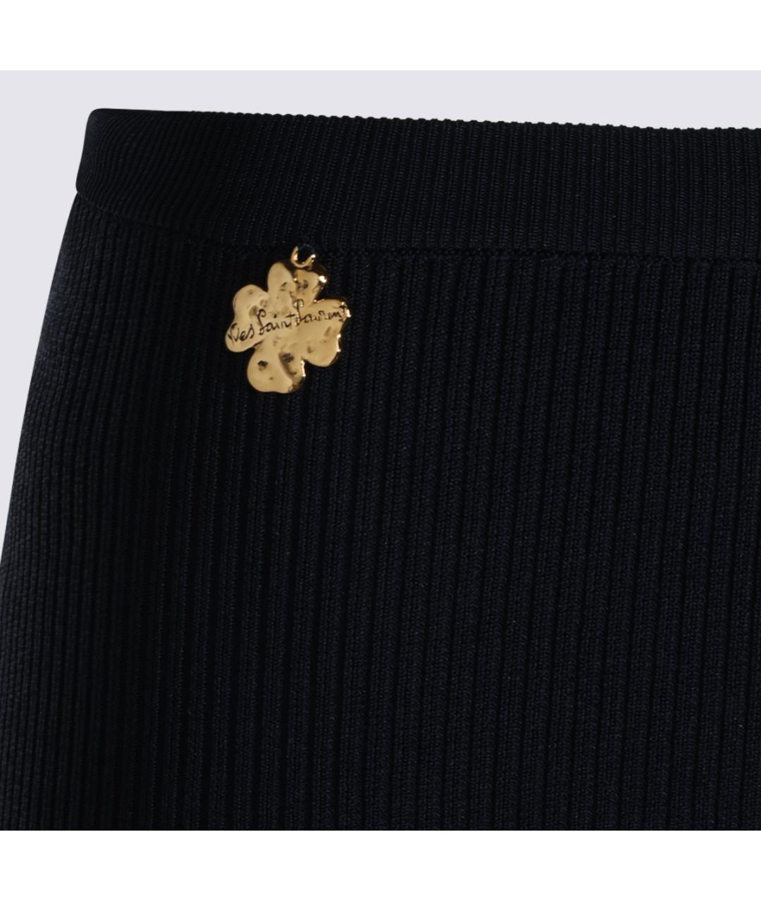 SAINT LAURENT Темно-синие вискозные леггинсы и велосипедки, фото 3