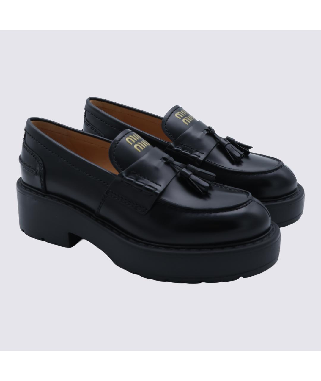 MIU MIU Черные кожаные лоферы, фото 2