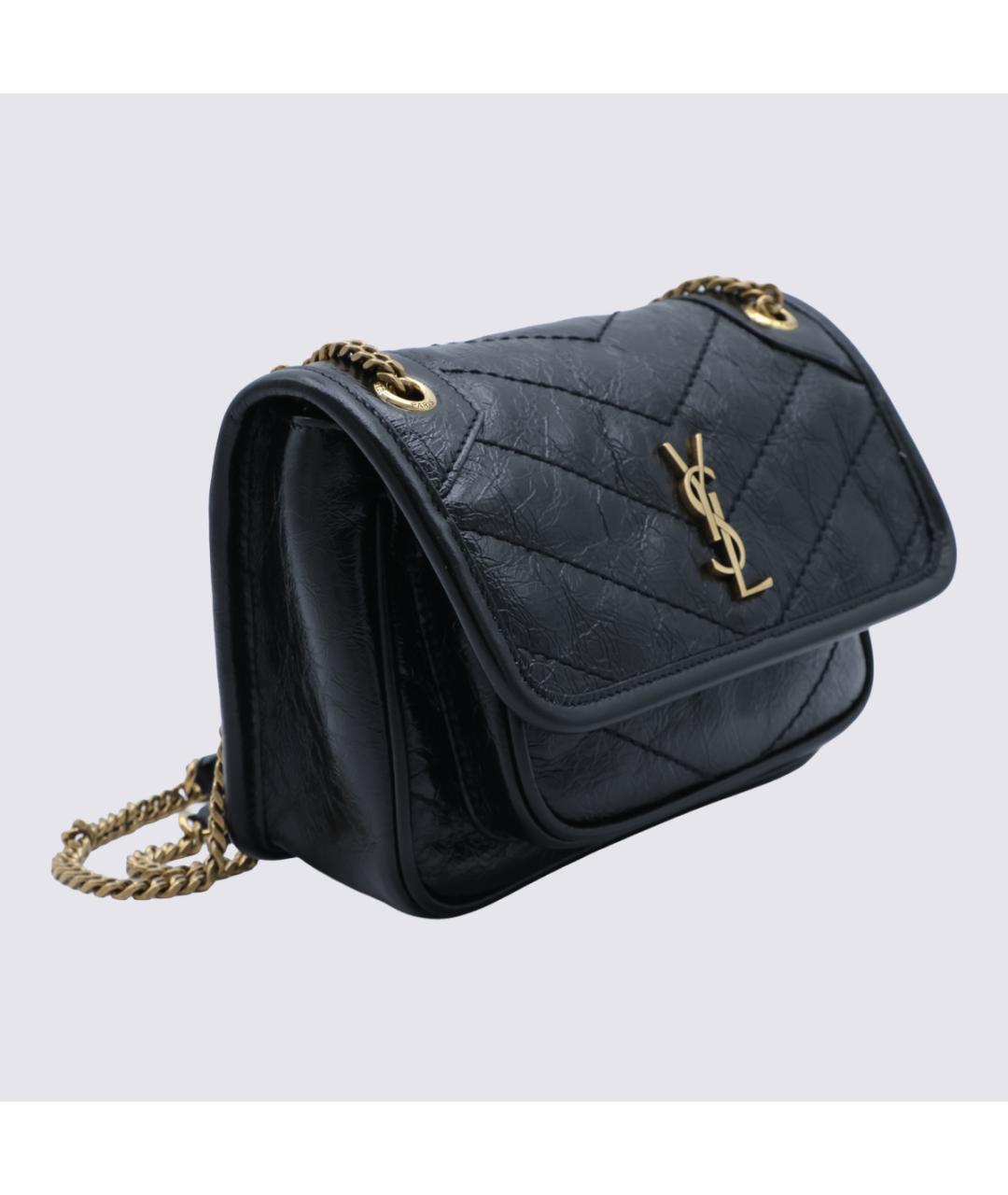 SAINT LAURENT Черная кожаная сумка через плечо, фото 2
