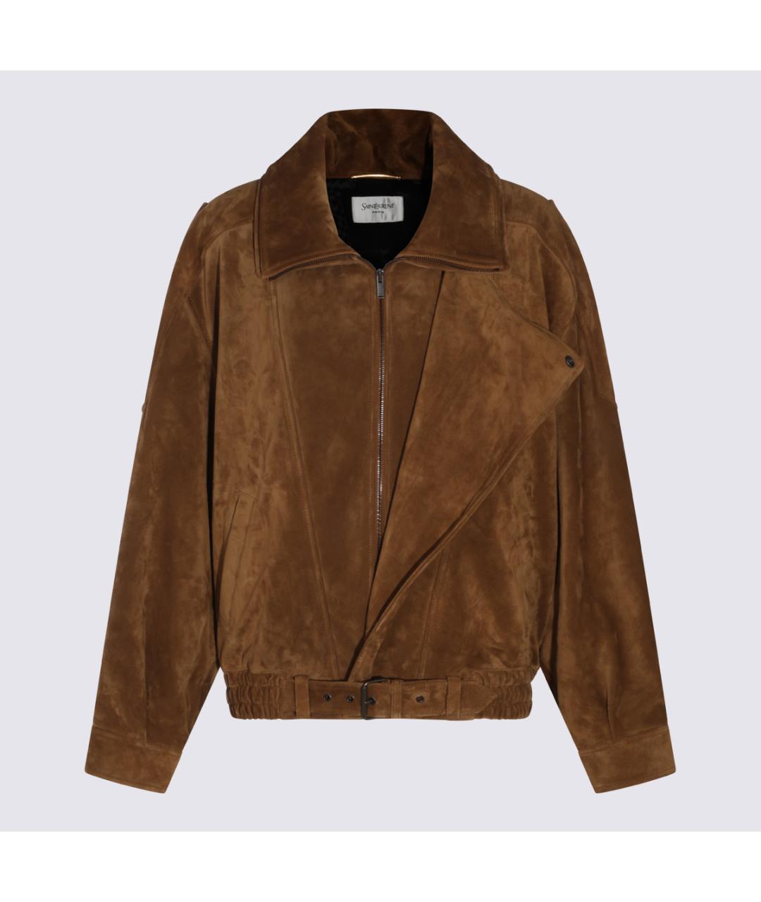 SAINT LAURENT Коричневая замшевая куртка, фото 5