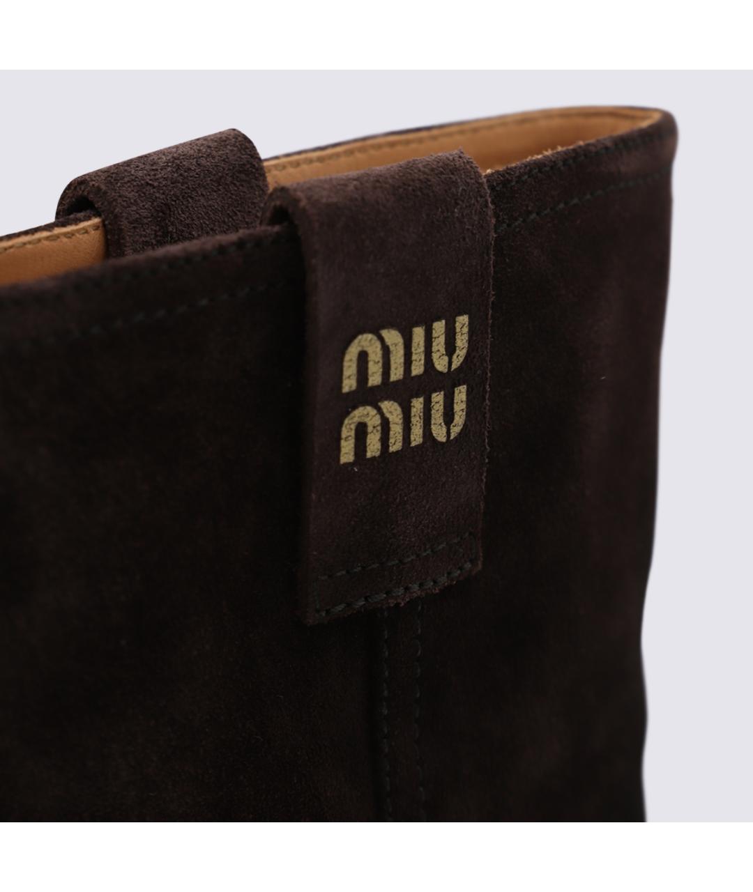 MIU MIU Коричневые замшевые сапоги, фото 4