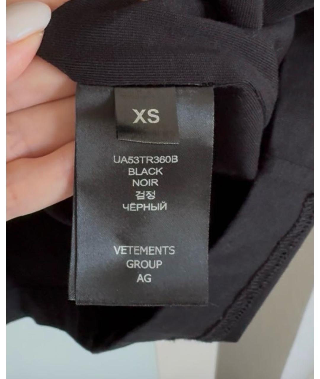 VETEMENTS Черная хлопковая футболка, фото 5