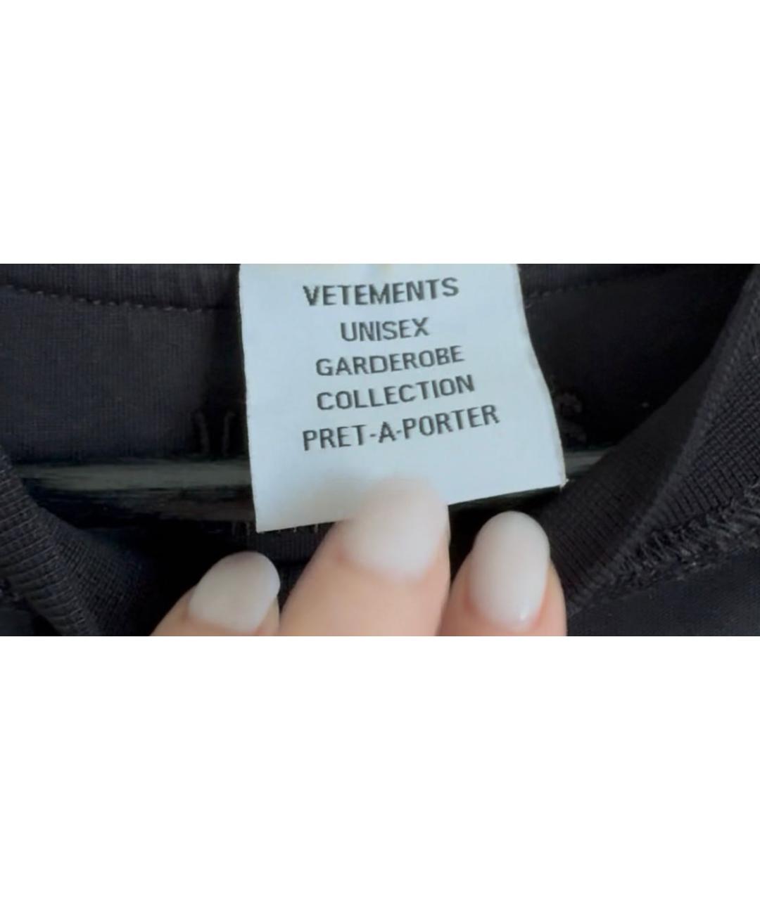 VETEMENTS Черная хлопковая футболка, фото 4