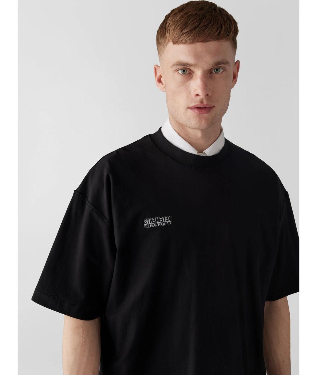 VETEMENTS Черная хлопковая футболка, фото 3