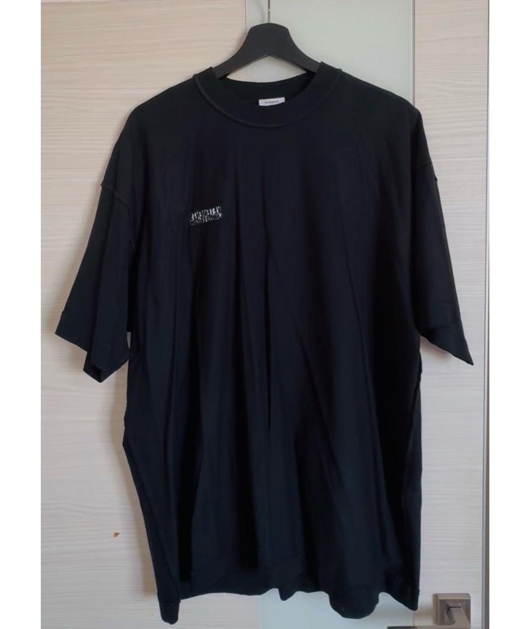 VETEMENTS Черная хлопковая футболка, фото 7