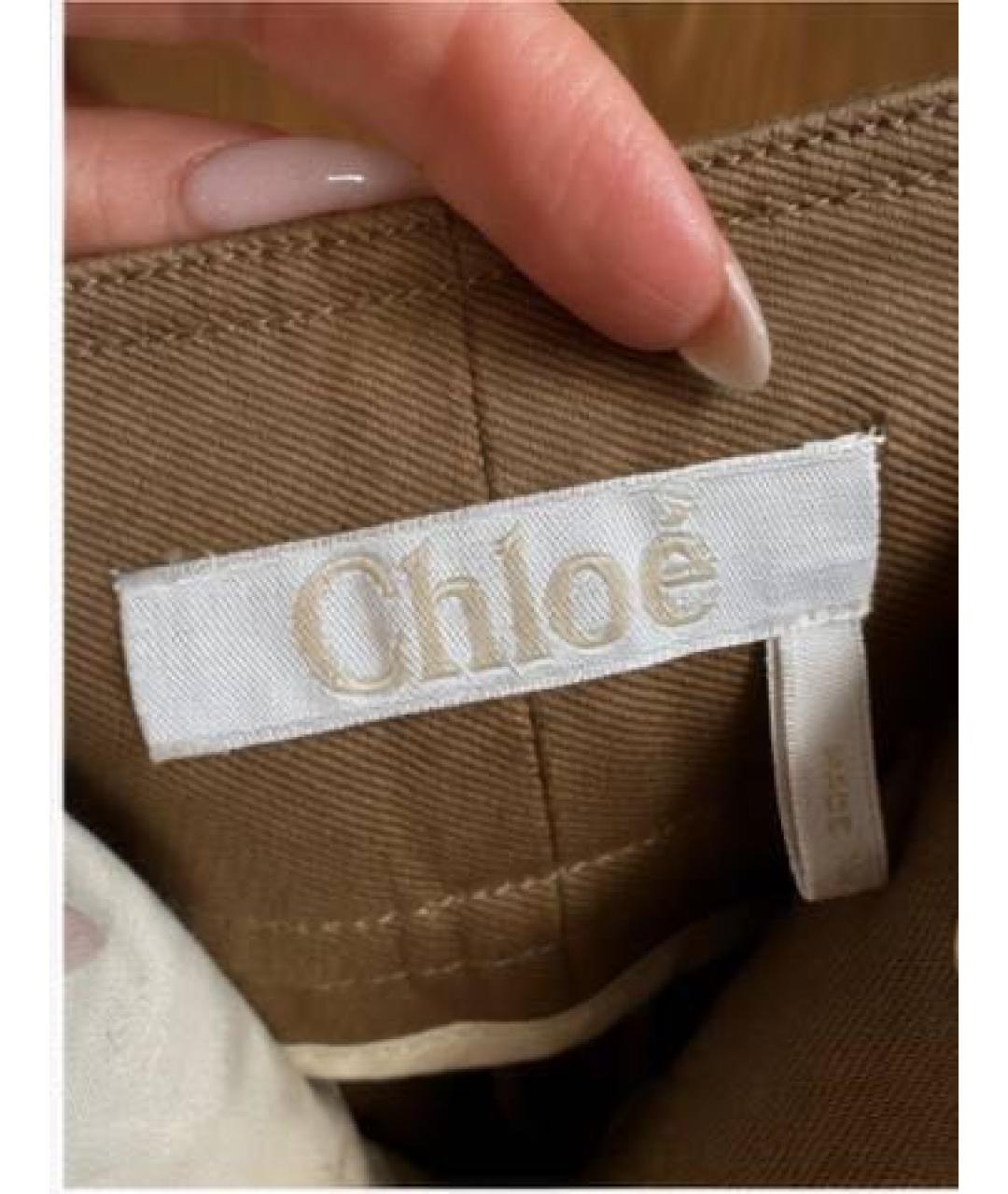 CHLOE Бежевые хлопковые брюки узкие, фото 5