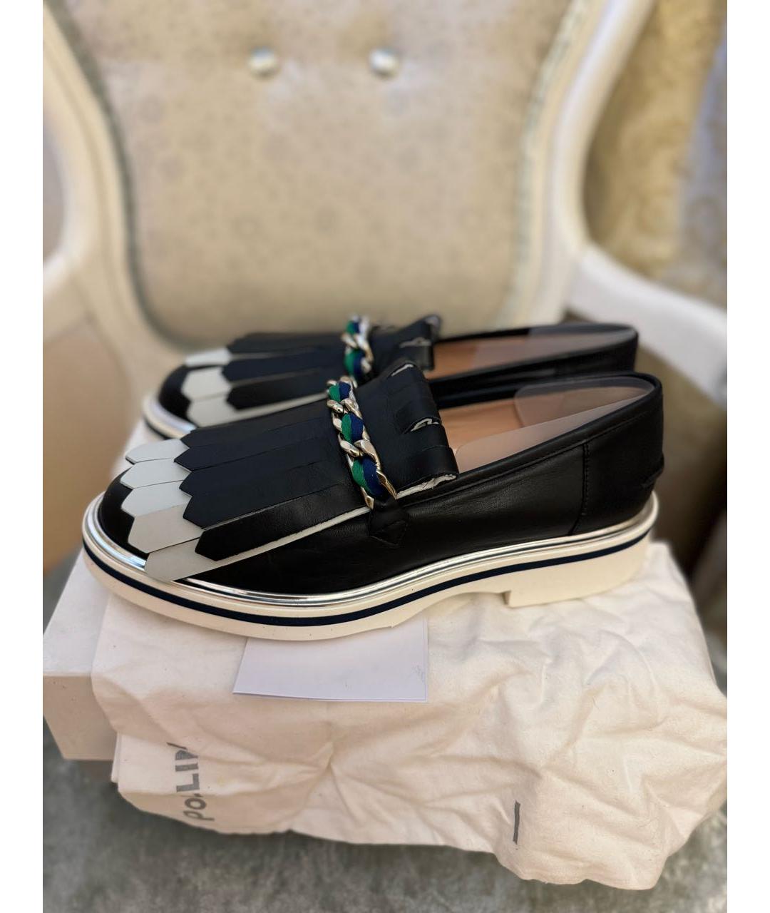 POLLINI Черные кожаные лоферы, фото 8