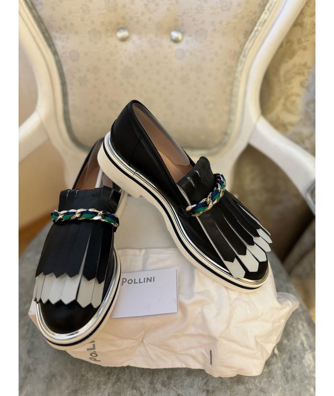 POLLINI Черные кожаные лоферы, фото 3