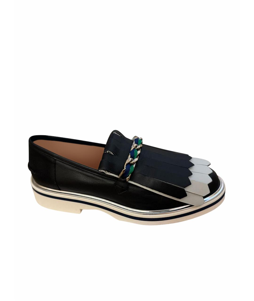 POLLINI Черные кожаные лоферы, фото 1