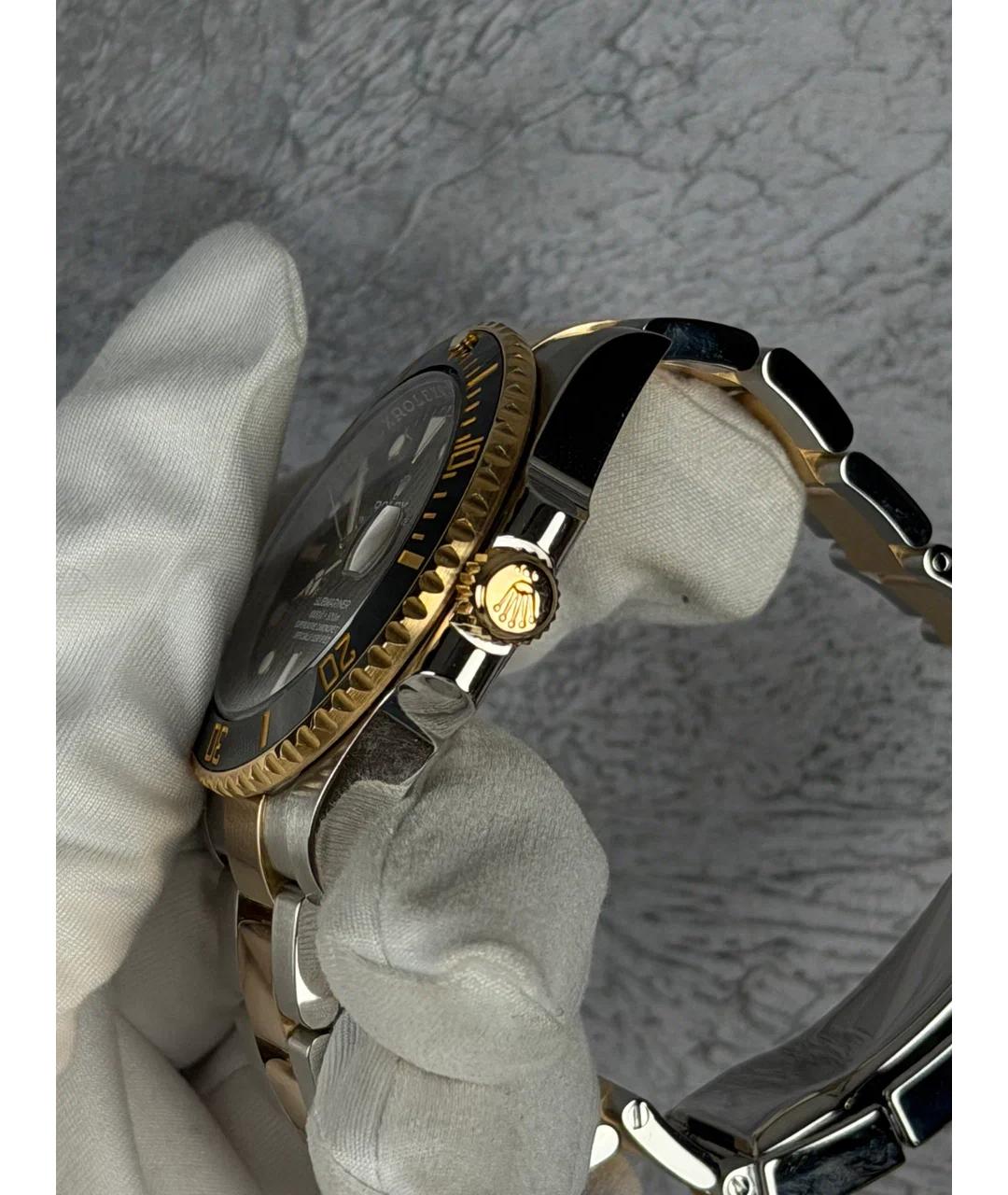 ROLEX Черные часы из желтого золота, фото 3
