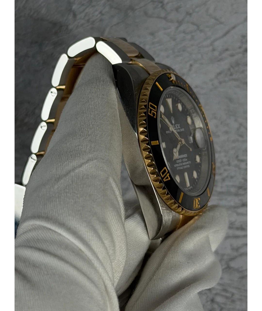 ROLEX Черные часы из желтого золота, фото 4