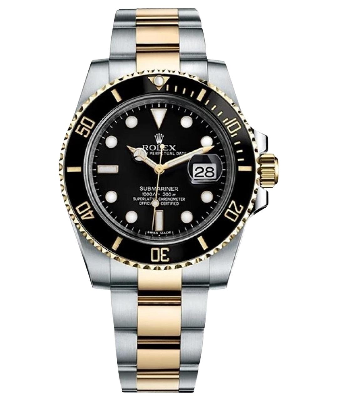 ROLEX Черные часы из желтого золота, фото 1