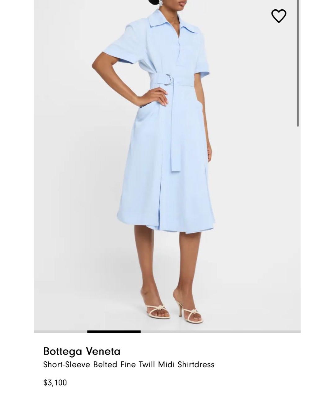 BOTTEGA VENETA Голубое шелковое повседневное платье, фото 4