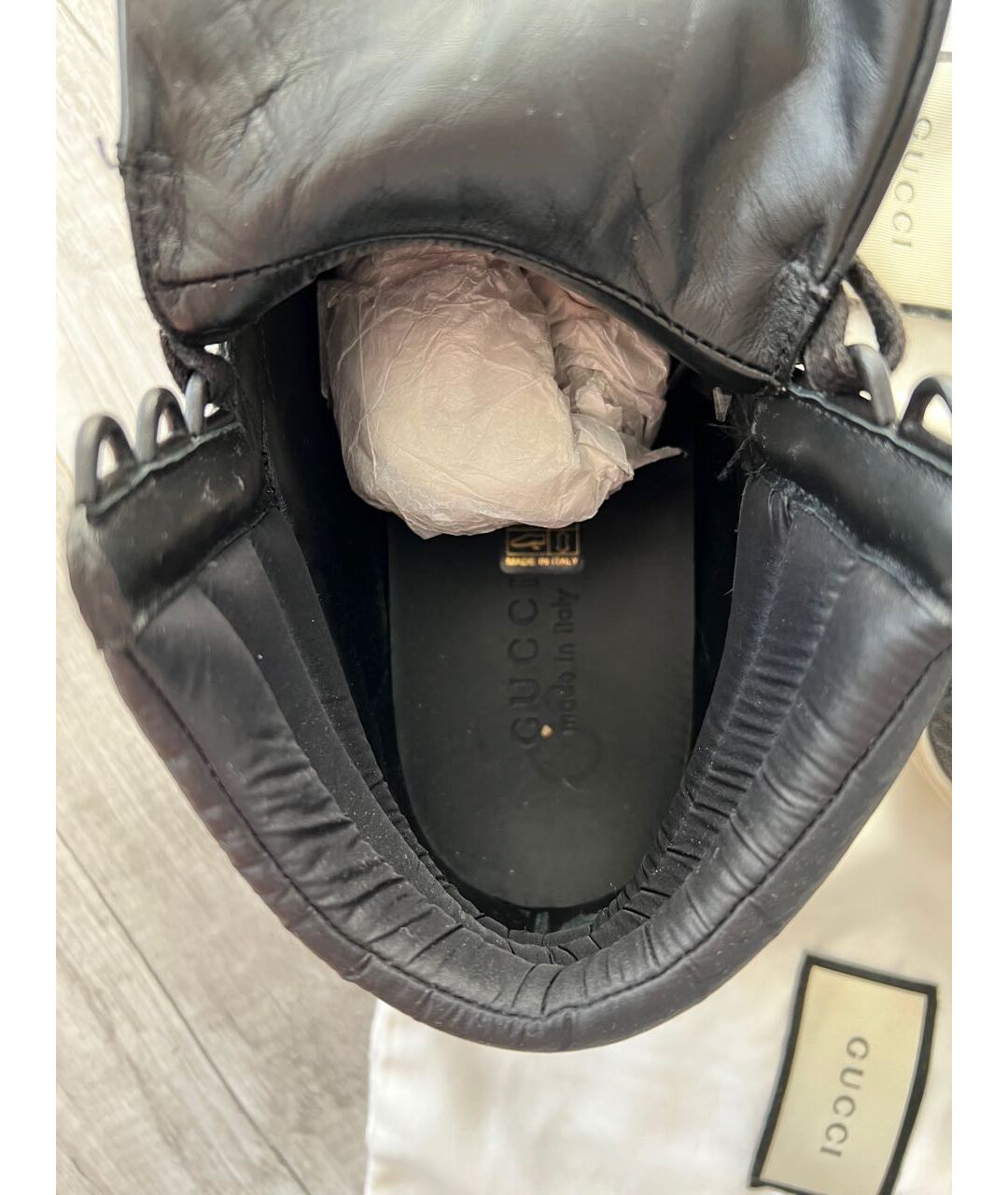 GUCCI Синие кожаные высокие кроссовки / кеды, фото 3