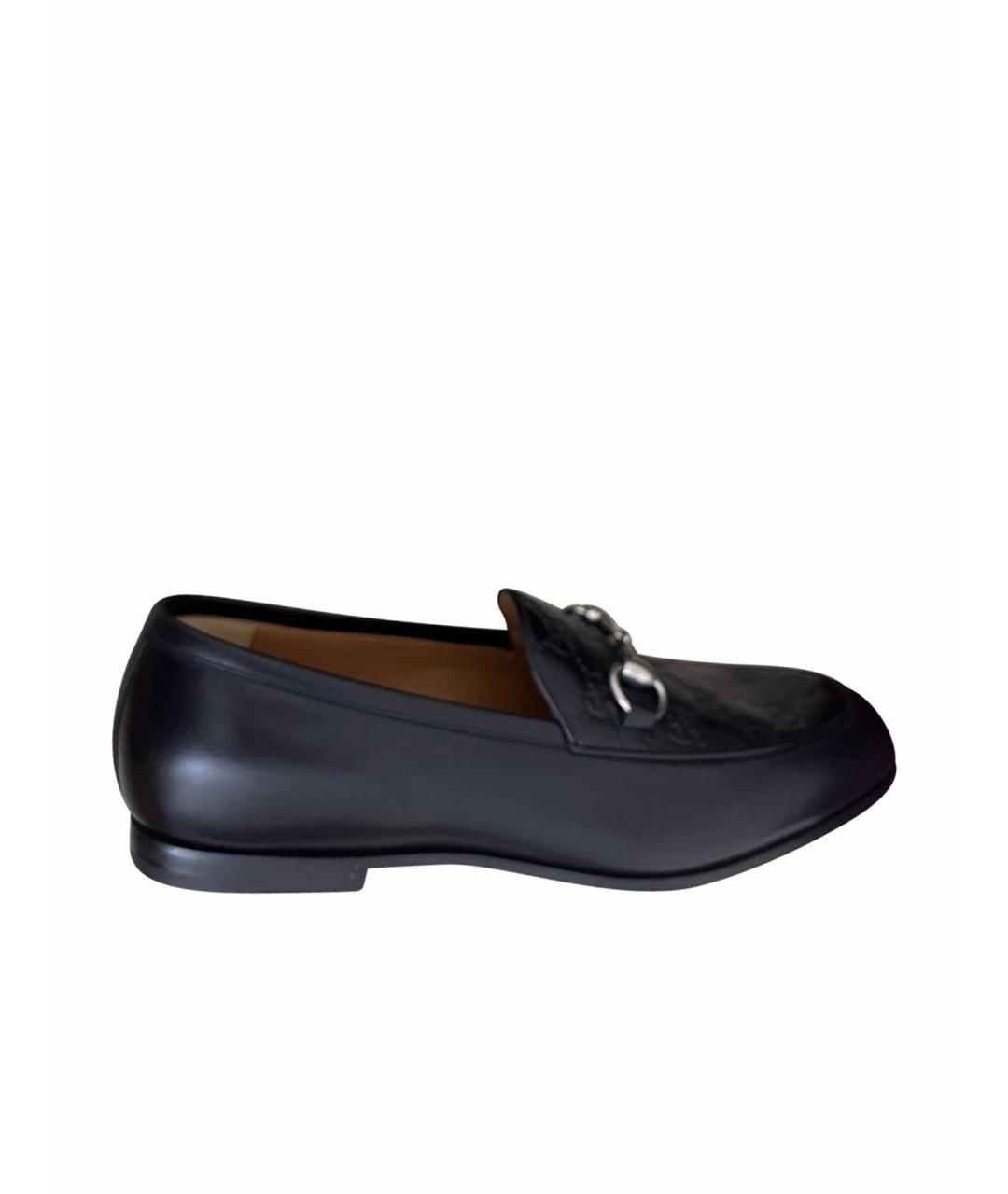 GUCCI Черные кожаные мокасины, фото 1