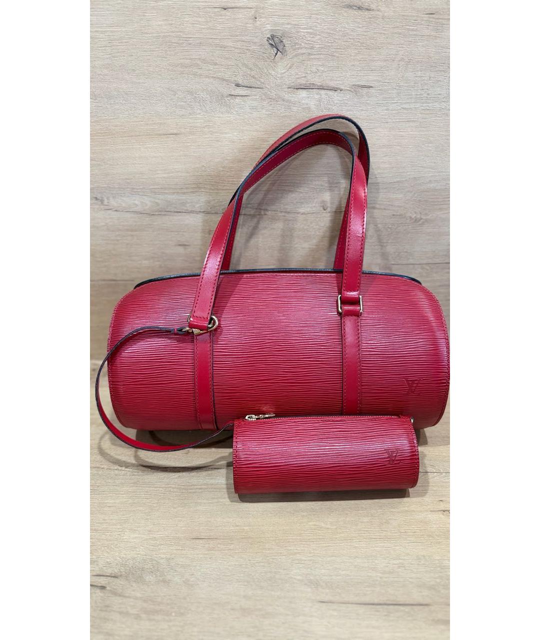 LOUIS VUITTON Красная кожаная сумка с короткими ручками, фото 3