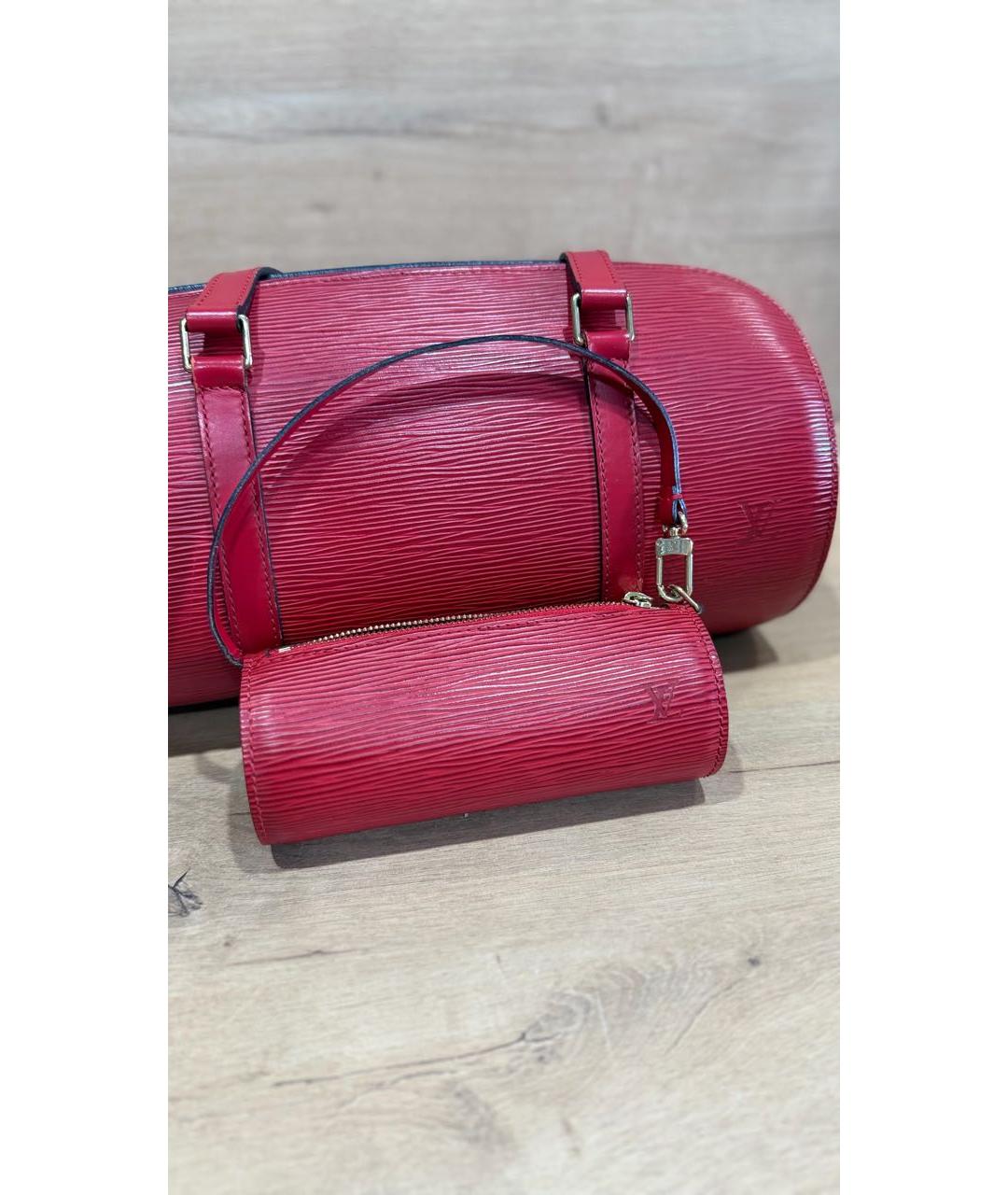 LOUIS VUITTON Красная кожаная сумка с короткими ручками, фото 4