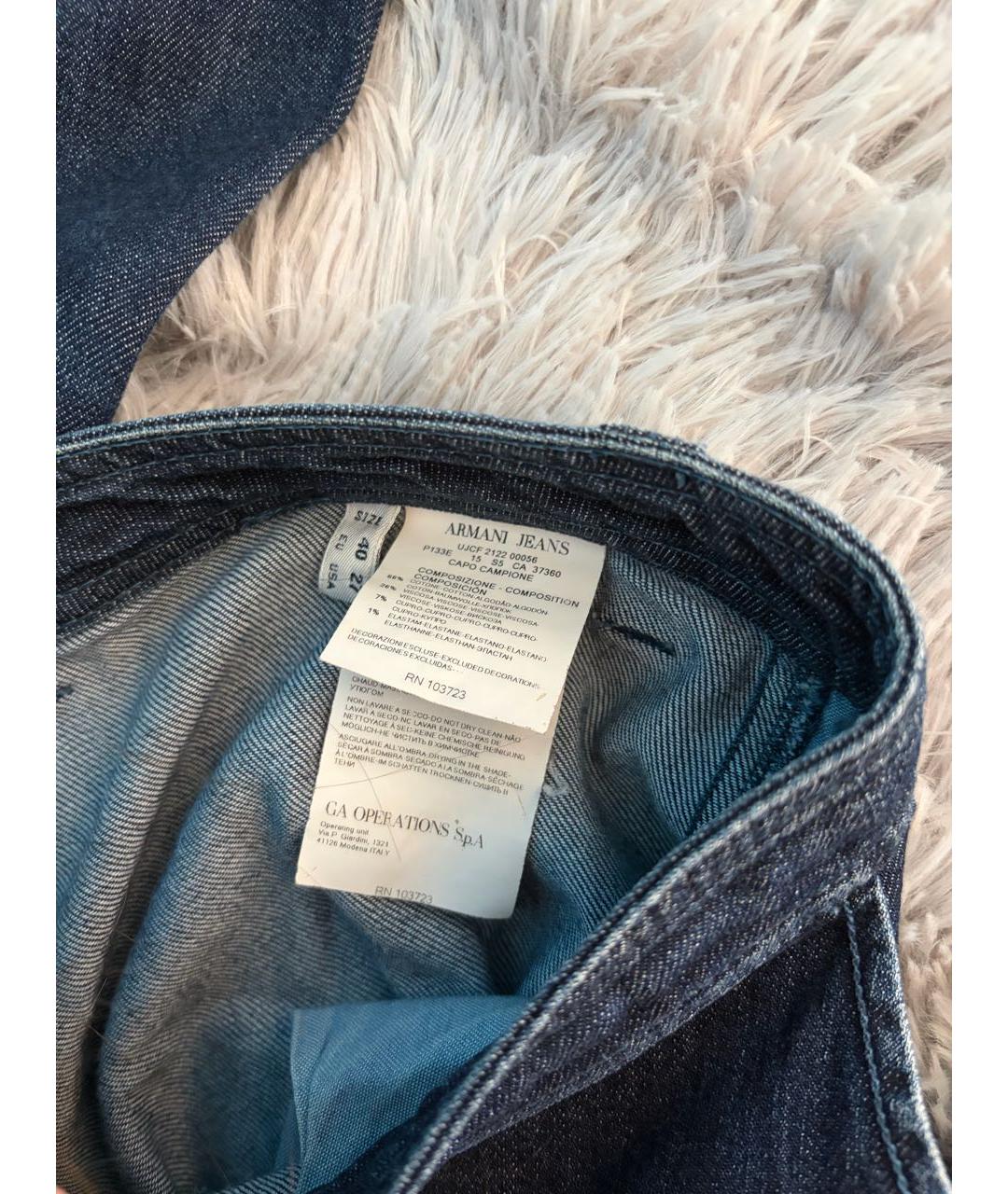ARMANI JEANS Темно-синие хлопковые прямые джинсы, фото 5