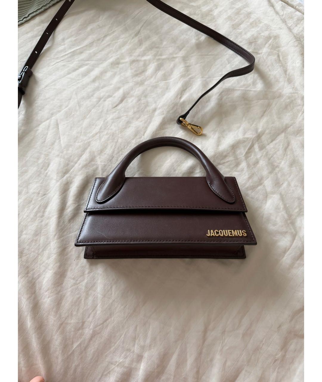 JACQUEMUS Коричневая кожаная сумка с короткими ручками, фото 9