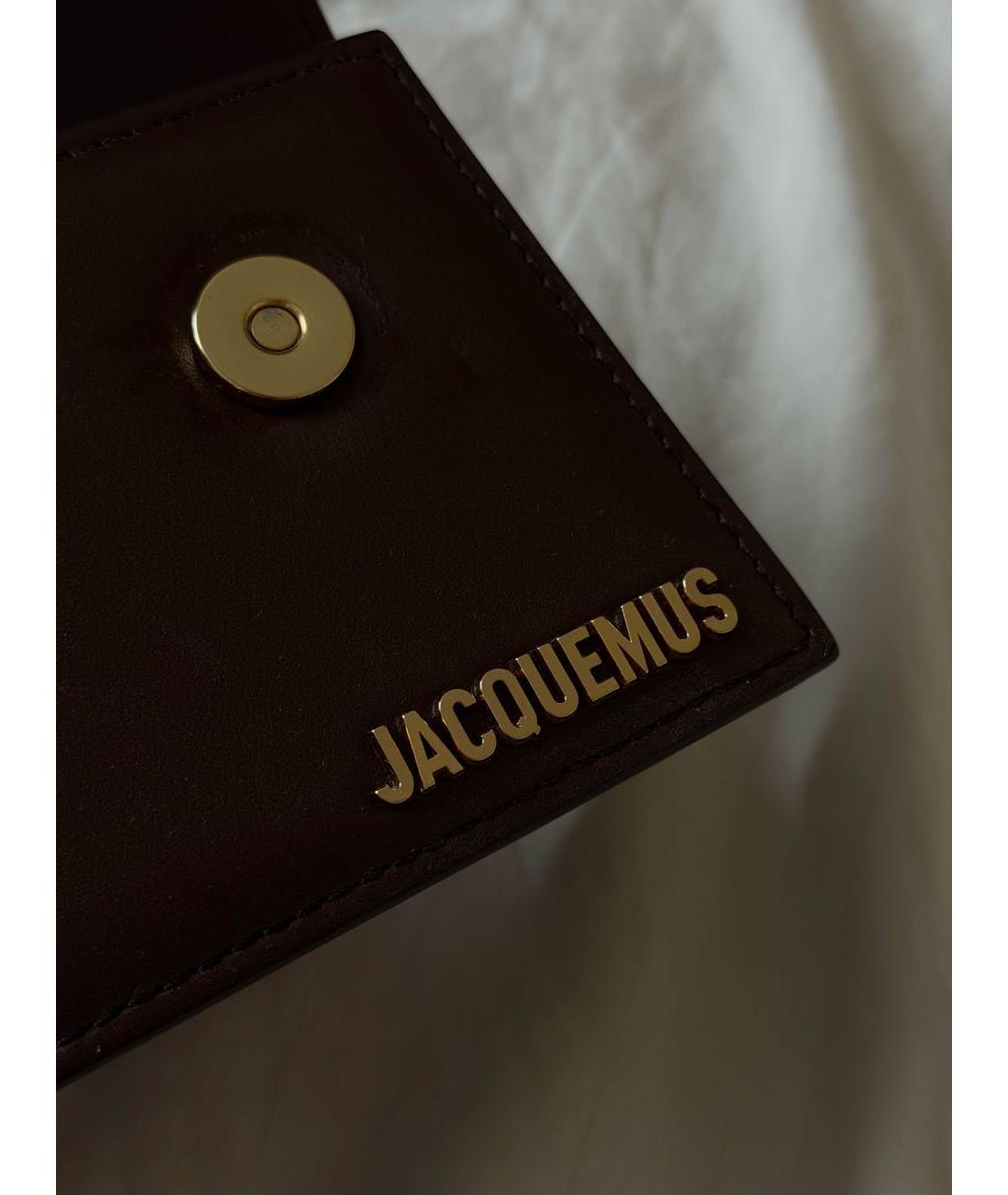 JACQUEMUS Коричневая кожаная сумка с короткими ручками, фото 4