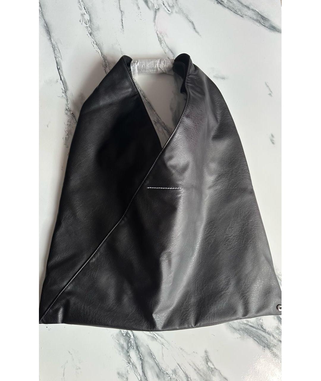 MAISON MARGIELA Черная сумка тоут из искусственной кожи, фото 3