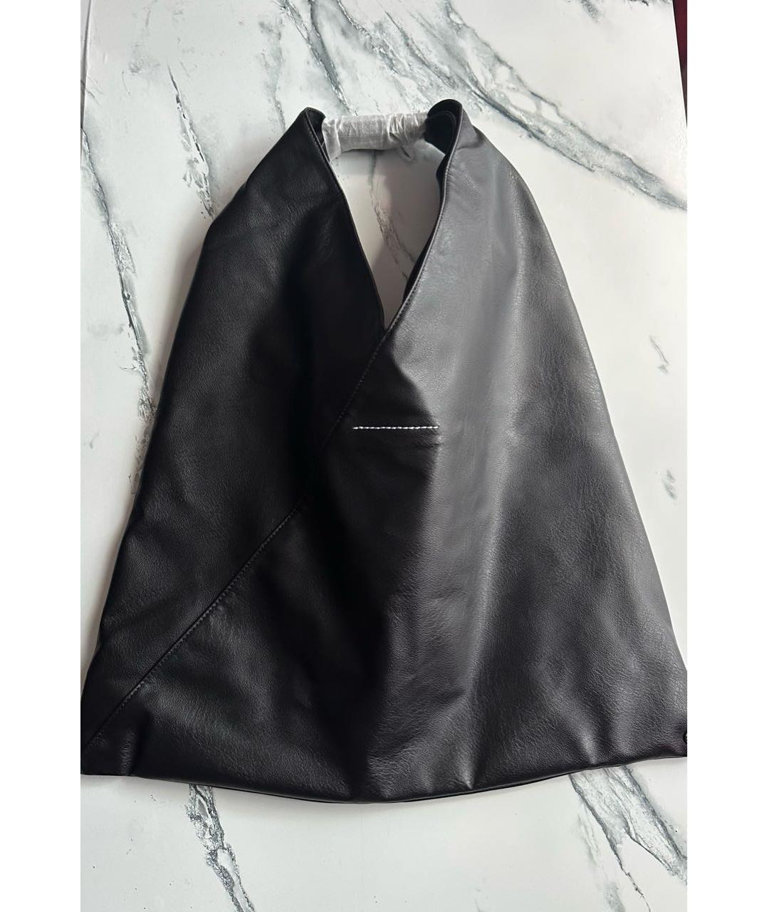 MAISON MARGIELA Черная сумка тоут из искусственной кожи, фото 4