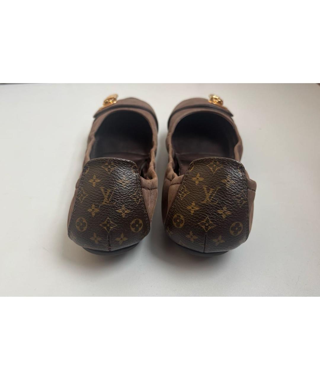 LOUIS VUITTON Коричневые кожаные балетки, фото 4