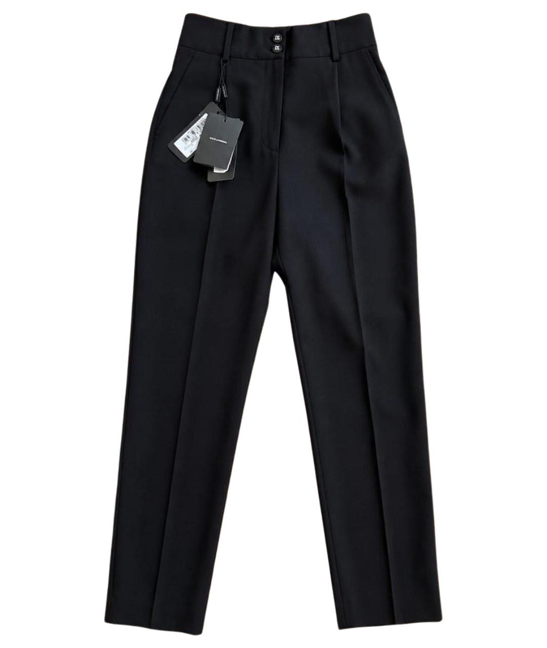 DOLCE&GABBANA Черные шерстяные прямые брюки, фото 1
