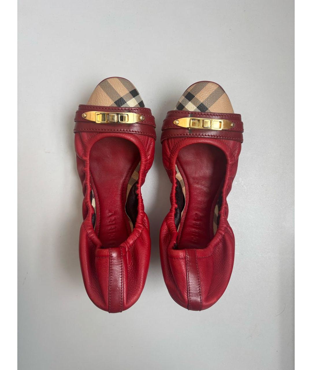 BURBERRY Бордовые кожаные балетки, фото 3