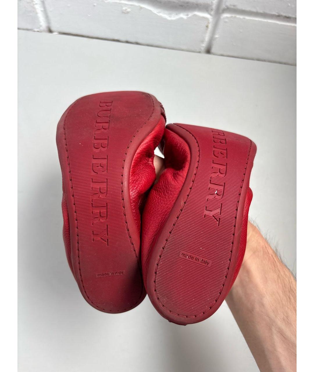 BURBERRY Бордовые кожаные балетки, фото 5