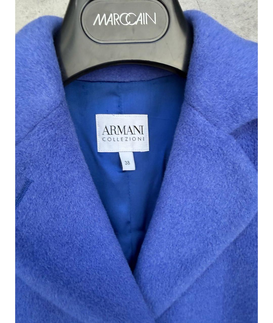 ARMANI COLLEZIONI Голубое шерстяное пальто, фото 2