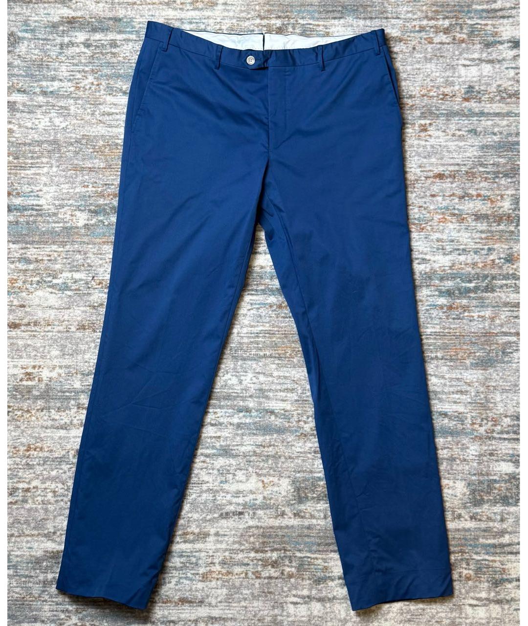 CORNELIANI Синие хлопко-эластановые классические брюки, фото 7
