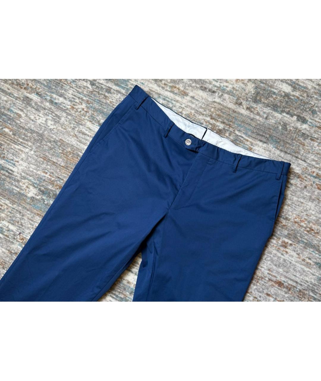 CORNELIANI Синие хлопко-эластановые классические брюки, фото 3